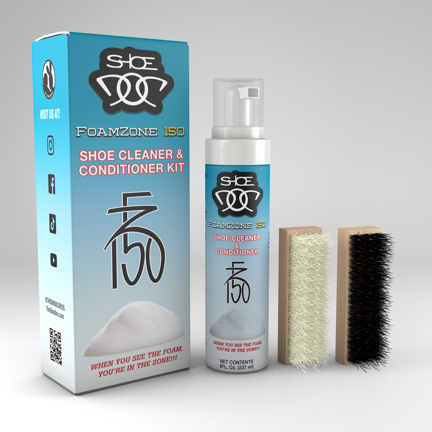 foragte Mælkehvid dateret Shoe Doc FoamZone150 Cleaner & Conditioner Kit - Clean, Restore and Protect  Your Sneakers, Boots or Footwear – The Shoe Doc